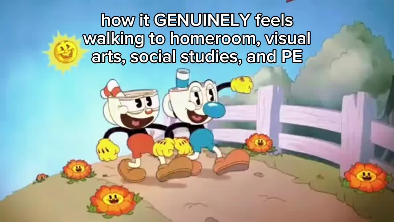 I'm crine why it is in sync😭✌️#slander #hate #school #cuphead #mugman 