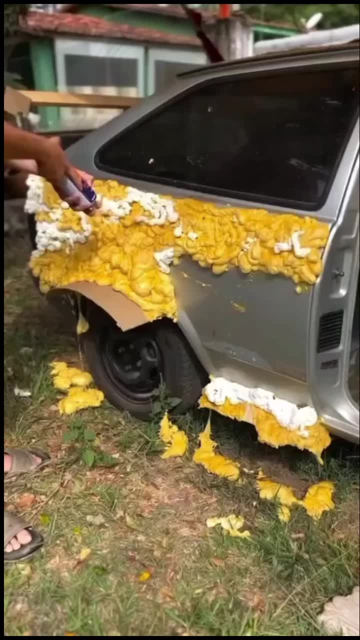 They covered the car in foam… then THIS happened 😳🔥 #CarBuild #CarTransformati
