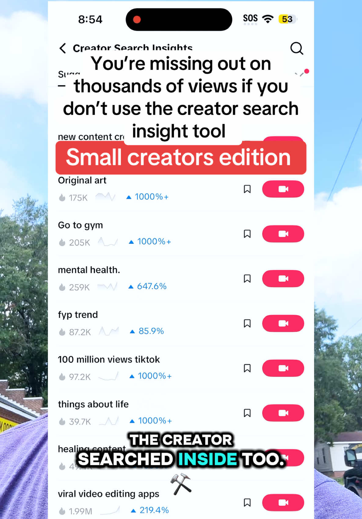 How to use the creators search insight tool to grow your account as a small crea
